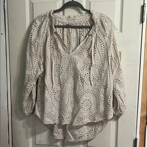 Women's Cream Eyelet Top
